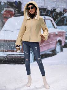 SHEIN LUNE Women's Drawstring Hooded Padded Padded Coat Clothes Winter