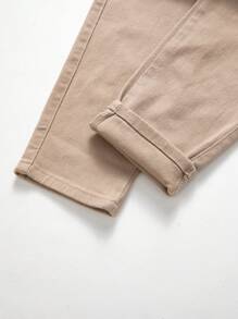 Manfinity Roughcore Men's Flip Pocket Denim Jeans Plain Slim Fit Khaki Cargo Jeans, For Husband, Boyfriend Gifts, Men Cargo Pants, Khaki Cargo Pants, Men Khaki Pants