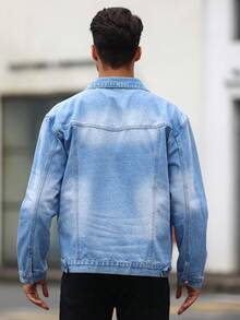 Manfinity Homme Lỏng lẻo phù hợp Nam Denim mùa giặt Áo khoác denim - Rửa trung bình - Xem 2