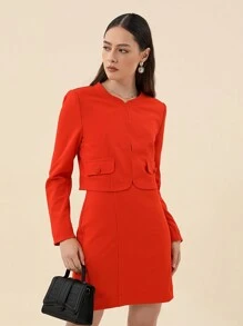 SHEIN Privé 女性兩件套裝 - 紅色 - 查看 5