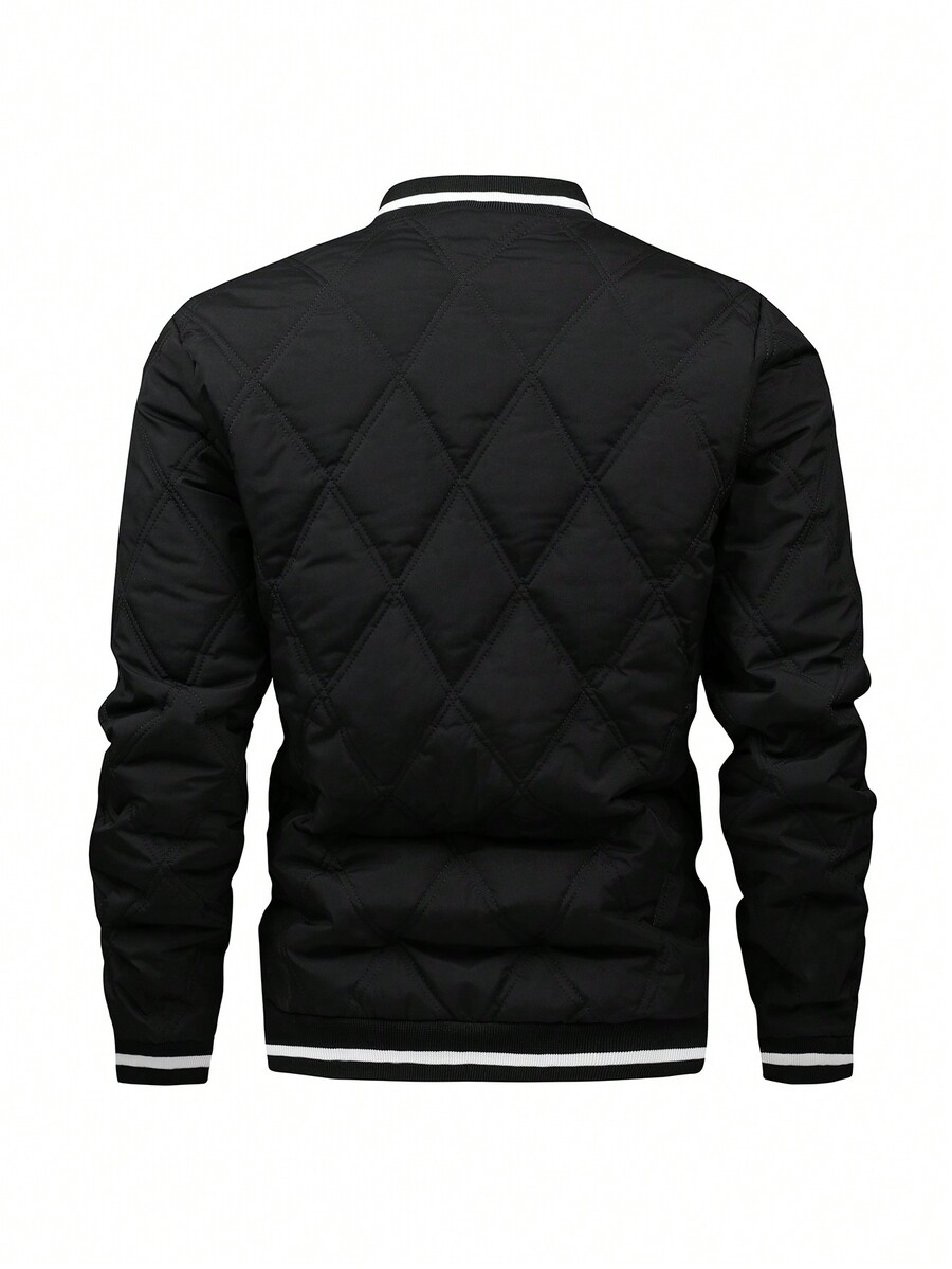 Manfinity Sporsity Men's Baseball Collar Quilted Jacket With Letter