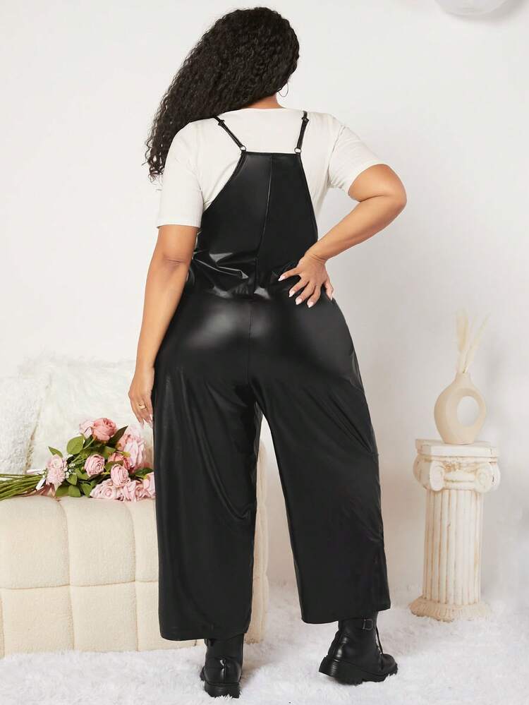 Plus Dual Pocket Wide Leg Cami Jumpsuit Without Tee
