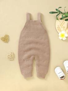 Em bé Màu thuần Dệt kim Romper - Màu Khaki - Xem 2