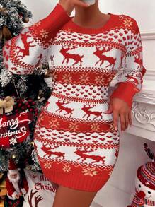 Zolique Robe Pull De Noël Avec Petit Cerf - Multicolore - Visualizzare 4