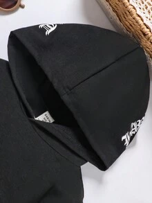 SHEIN Cô Gái Trẻ Đồ họa Chữ cái Áo Hoodie & Quần thể thao - màu đen - Xem 4