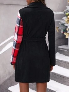 SHEIN LUNE Vá lại Kẻ sọc Nút lên Váy sơ mi Với Flap túi - Nhiều màu - Xem 2