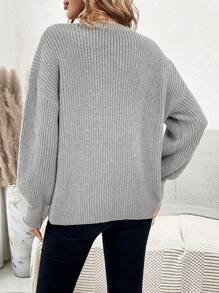 SHEIN LUNE Jersey de hombros caídos con parche de bolsillo