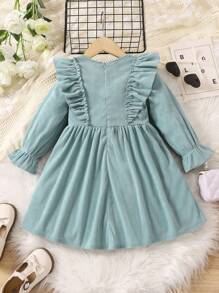 SHEIN 小女孩荷葉邊蝴蝶結連身裙 - 薄荷綠 - 查看 2