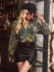 SHEIN Clasi 花卉印花長袖襯衫