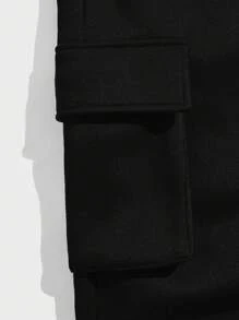 Manfinity VCAY Men Letter Patched Detail Flap Pocket Drawstring Waist Sweatpants