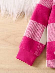 SHEIN 少女格紋連帽外套和褲裝套裝