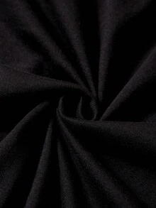 SHEIN EZwear 字母人物圖案T恤 - 黑色 - 查看 5