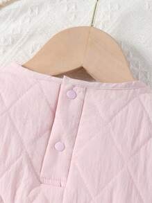 SHEIN Bé gái 2 Miếng Dễ thương Hàn Quốc Phong cách Đối với Mùa thu Và Mùa Đông - Hồng - Xem 3