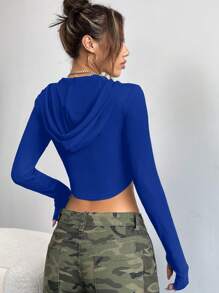 SHEIN EZwear Của phụ nữ Dây rút Quần skinny Áo khoác - Xanh đậm - Xem 2
