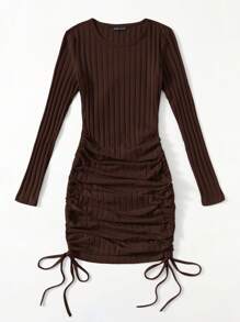 SHEIN EZwear Drawstring Ruched Side Bodycon Dress