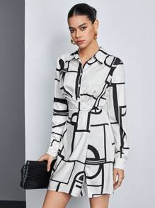 BizChic Của phụ nữ Mẫu sọc Đầm - Màu be - Xem 6