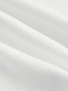 SHEIN MOD Mock Neck Lettuce Trim Flare Sleeve Contrast Mesh Top - White - View 4