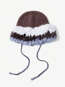 SHEIN ICON NỮ Đồ trang trí lông tơ Mũ len - Nhiều màu - Xem 8