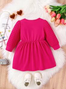 Baby Girls' Cute Letter Print Dress - Hot Pink - View 2