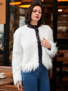 SHEIN Frenchy 女性純色夾克 - 白色 - 查看 5