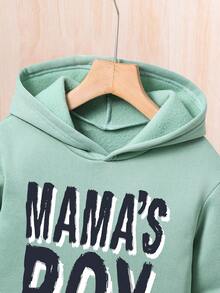 Tween Boys 2pcs Set: Letter Print Hoodie & Sweatpants - Green - View 5