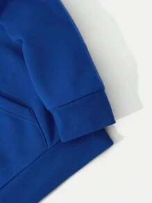 Nam Áo nỉ có mũ Với In thư - Màu xanh lam - Xem 3