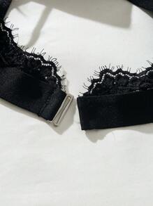 SHEIN Lencería de encaje floral con recortes sexy tipo bralette - Negro - Ver 3