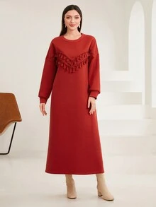 Mulvari 女士配流蘇裝飾的運動衫 - 橘色 - 查看 4