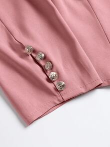 SHEIN Privé Plus Lapel Neck Double Breasted Blazer - Pink - View 6
