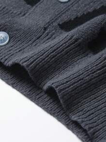 Manfinity EMRG Men Letter Pattern Cardigan - Dark Grey - View 6