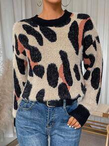 SHEIN LUNE 圖形圖案落肩袖套頭毛衣