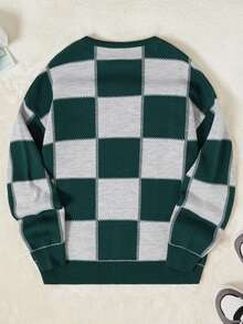 RueChic 格紋圓領毛衣 - 綠色 - 查看 2