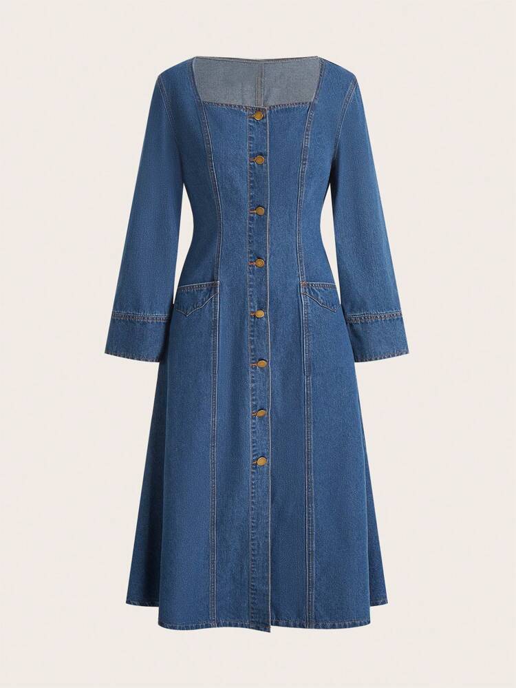 Women's Denim Button Front Dress