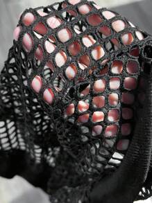 SHEIN EZwear Mesh Perspective Jacket - Black - View 8