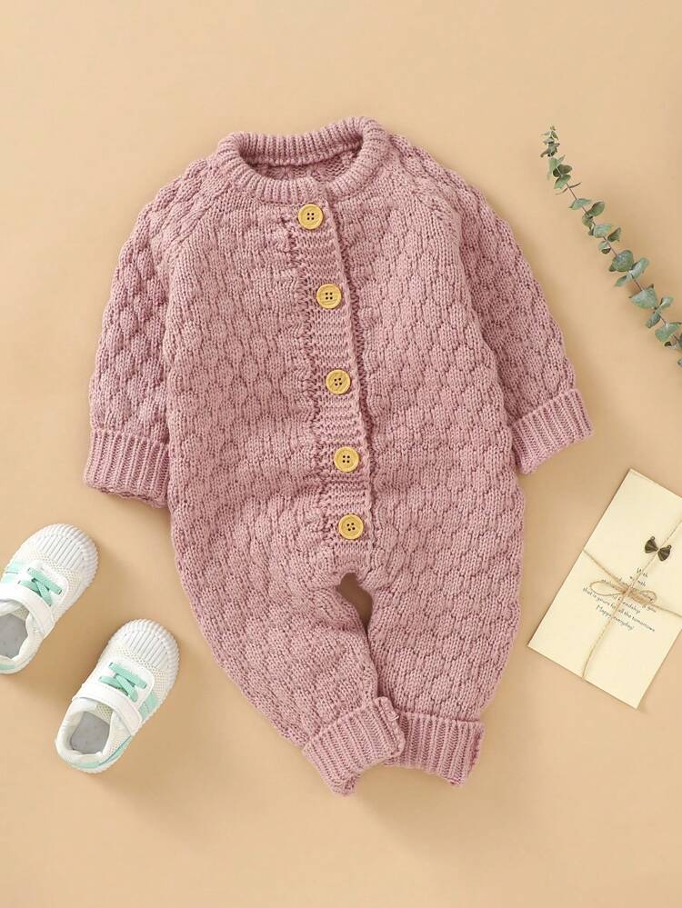 Infant Single Breasted Knit Sweater Romper