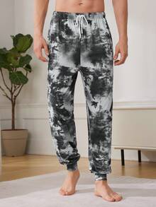 男士一件式染色家居服,腰部束口設計,連褲裝 - 彩色 - 查看 3