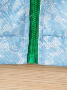 Baby Girls' Letter & Floral Print Baseball Jacket And Pants Set - Green - View 8