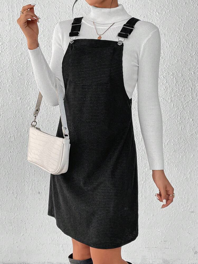 Solid Overall Dress Without Sweater