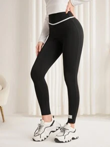 Mulvari Co giãn Xà cạp Với Lá thư In hoa - màu đen - Xem 1