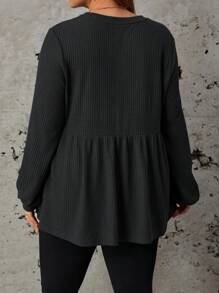 SHEIN LUNE Plus Solid Peplum Spring Tee