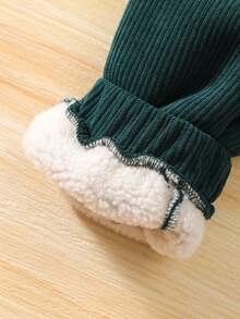 SHEIN Chàng trai trẻ Cord Túi nghiêng Nhiệt Quần - Màu xanh lá cây đậm - Xem 8