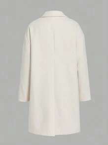 SHEINNeu Contrast Panel Flap Detail Drop Shoulder Overcoat - Apricot - View 2