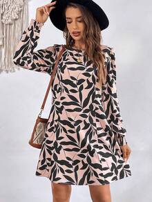 SHEIN VCAY 女士直筒剪裁印花連身裙 - 彩色 - 查看 4