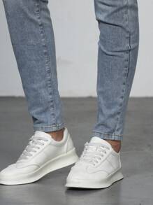 Manfinity Homme Men Cotton Bleach Wash Skinny Jeans Slim Fit Long Acid Dark Jean Cargo Plain Blue Work Business Casual Husband - Light Wash - View 5