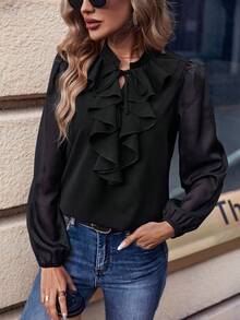 SHEIN Frenchy 襯衫 - 黑色 - 查看 3