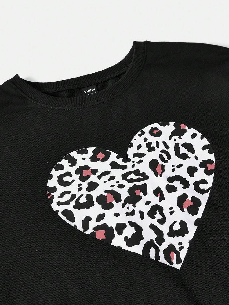 Maternity Leopard & Heart Print Lantern Sleeve 2 In 1 Dress