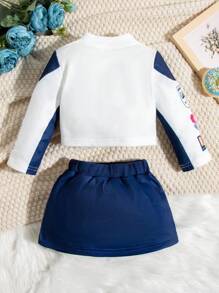 Baby Girls' Alphabet Print Jacket & Skirt Set - Royal Blue - View 2
