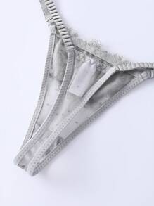 3件套蝴蝶结撞色蕾丝女士丁字裤性感内衣 - 彩色 - 查看 6