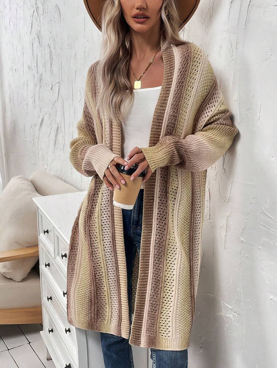 SHEIN LUNE 復古彩色漸變女士釦領外套 - 彩色 - 查看 1