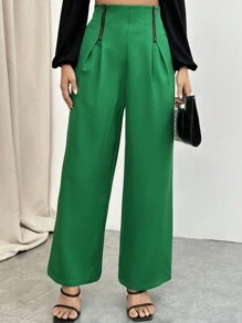 SHEIN Privé 女士長褲 - 綠色 - 查看 1